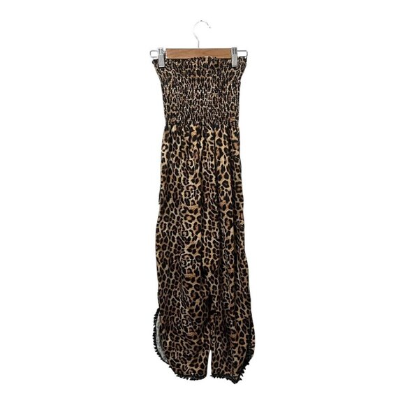 LITTLE PEIXOTO Harriet Jumpsuit Leopard Print Pockets Girls Sz Medium Cover Up - Picture 3 of 5